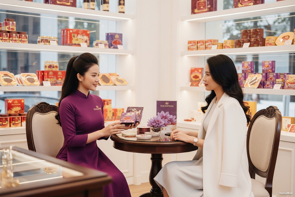 Khoảnh khắc khách hàng nhận sản phẩm saffron từ VuaSaffron